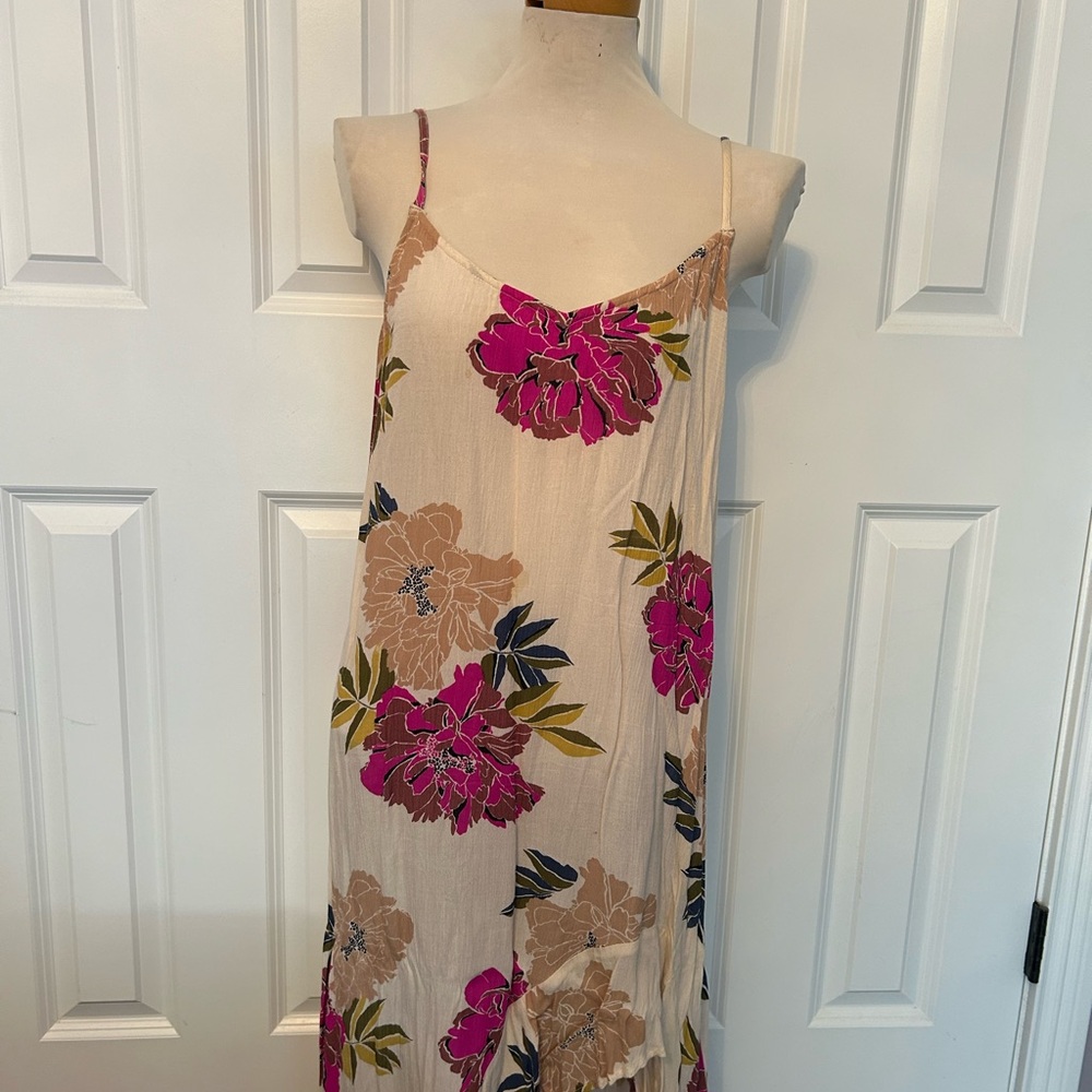 Billabong cream flowers high low maxi dress pink size medium - Picture 7 of 8
